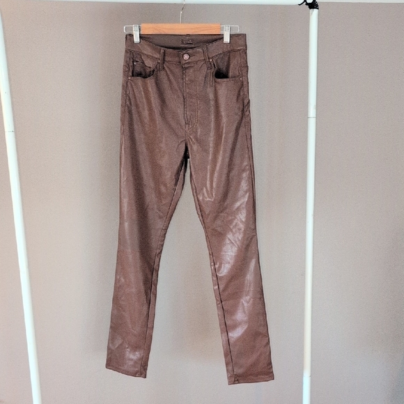 MOTHER Pants - Mother  High-waisted Chocolate Brown Pants Straight Leg